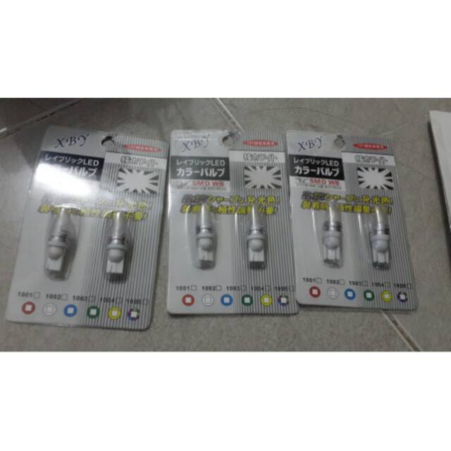 Lampu  projie t10 lancip dan bulat ready warna merah biru putih