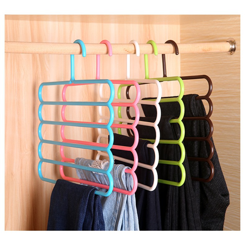 Hanger Gantungan Pakaian 5 in 1  - AC 112 - Susun Tingkat 5  Multifungsi untuk Baju Handuk Jemuran scarf hijab jilbab segi empat bisa di pasang di tali jemuran lemari almari rak pakaian perlengkapan rumah tangga dan kamar tidur