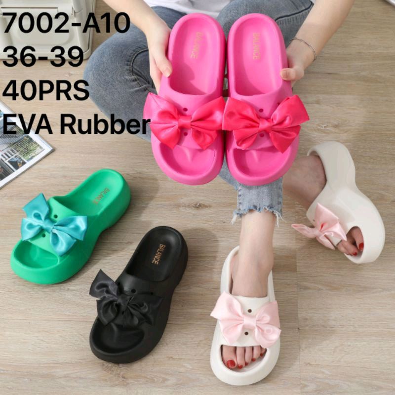 Sandal Selop Wedges Candy Sandal Viral Tiktok 7002 Sandal Fuji Motif Pita Bow