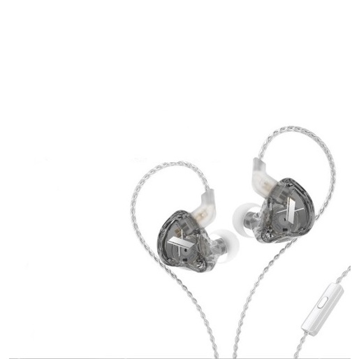 KZ EDX Stage Monitoring IEM Single Driver Earphone - MIC Garansi Resmi-Silver Cable T