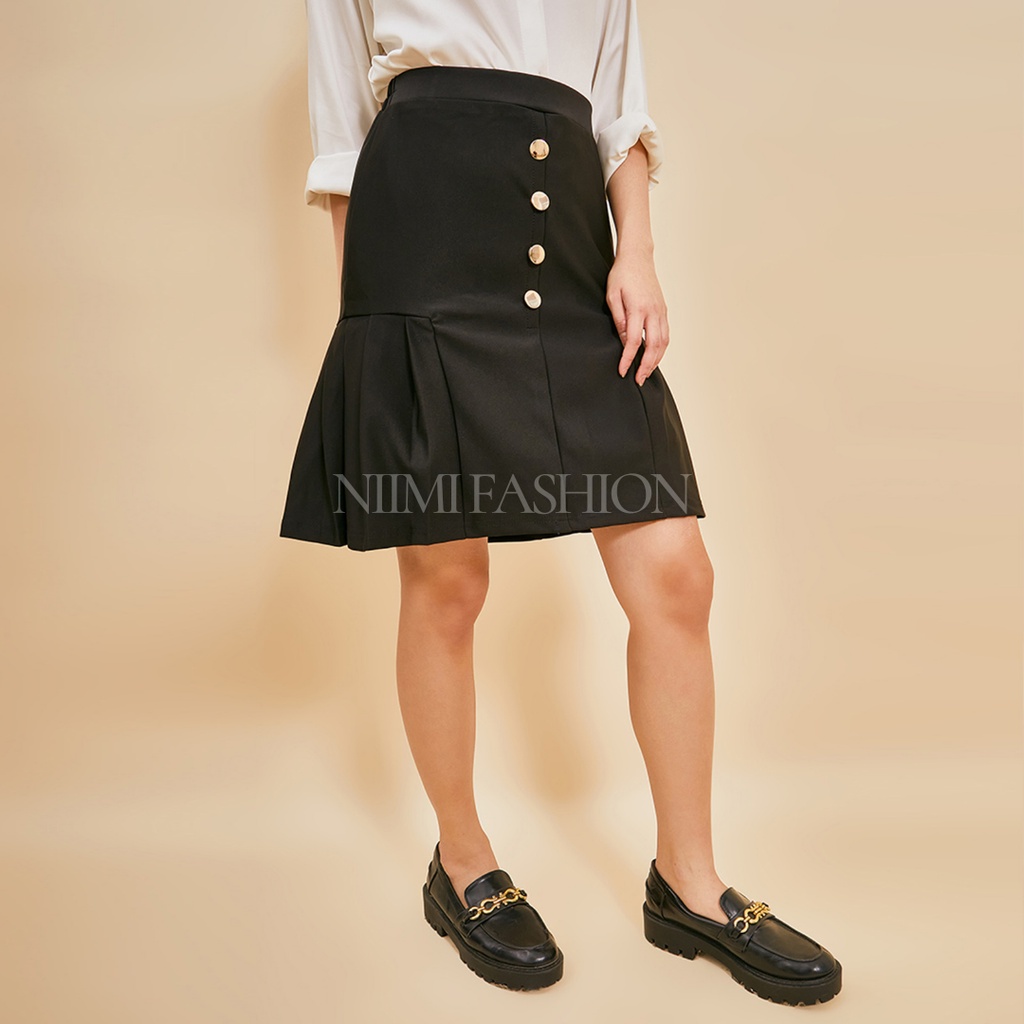 NIMI - 763 Midi Skirt Rok Mini Korea Rok Span Scuba Pendek Wanita kekinian