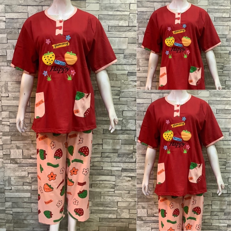 JUMBO CP DAILILAN  | BAJU TIDUR WANITA DEWASA | COD | PIYAMA-Yummy Merah