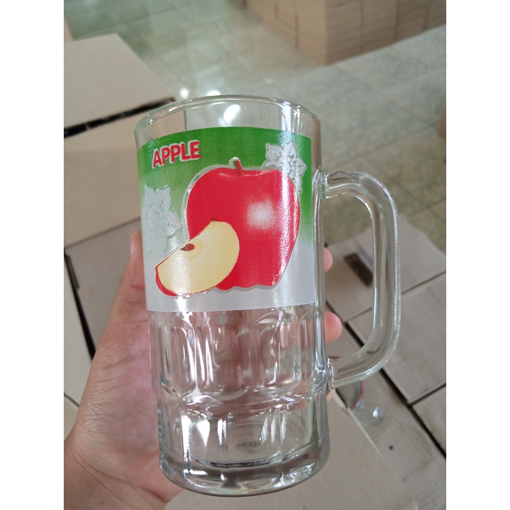 Souvenir Gelas Kaca Aestetic Mug Cantik Cangkir Kopi Gelas Hias Gagang Apple Apel Gelas Set Beling