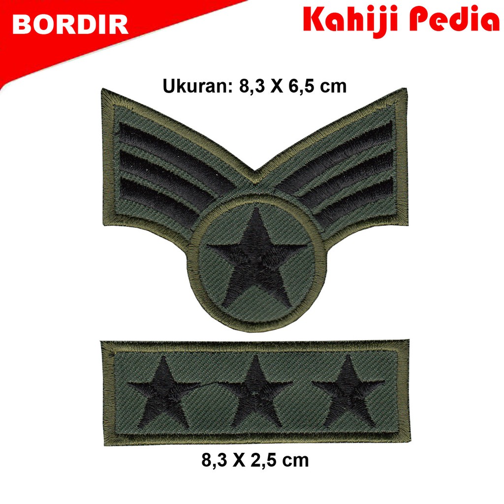 Patch bordir emblem bordir pangkat hitam us army