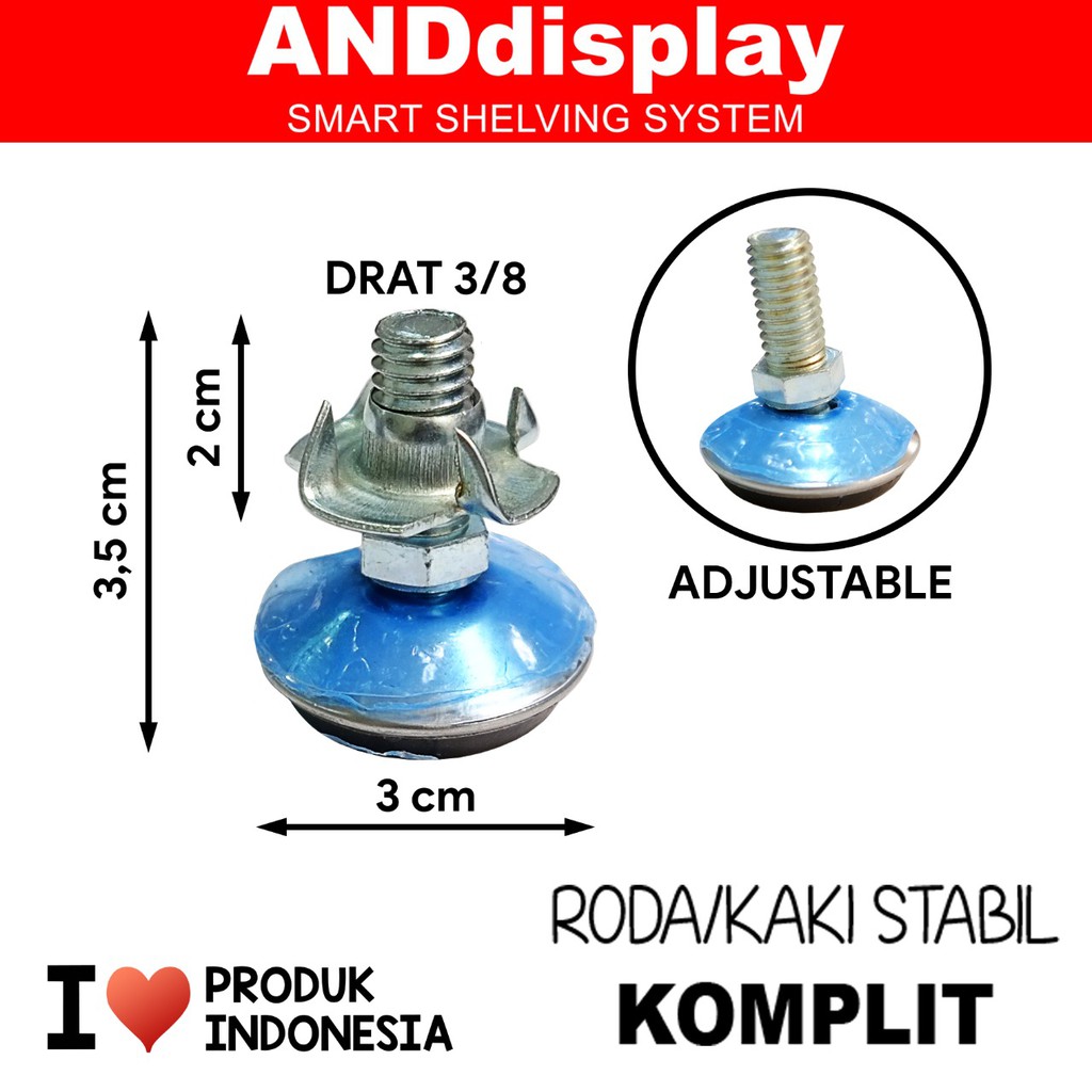 KAKI RODA STABIL CAKRAM 4 PCS ADJUSTER GOYANG MEJA FURNITURE ANDDISPLAY