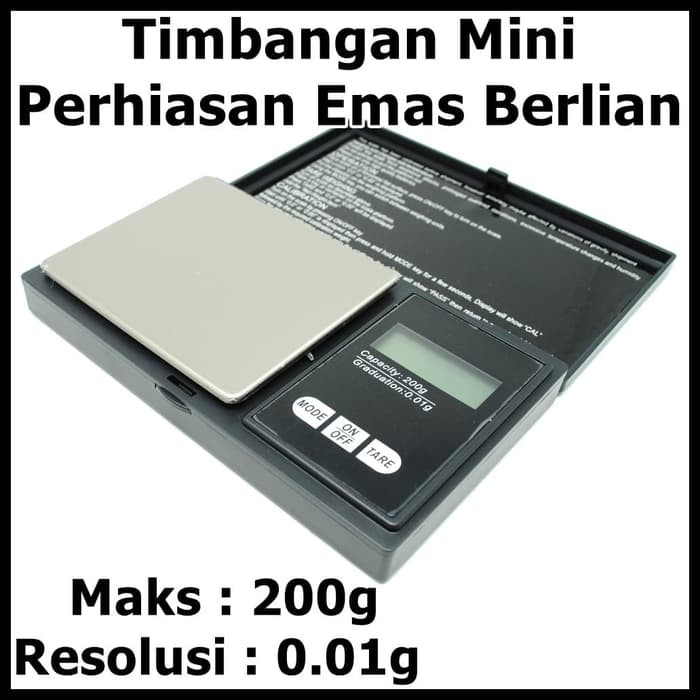 Timbangan Mini Perhiasan Emas Berlian Maks 200g 0.01g Black