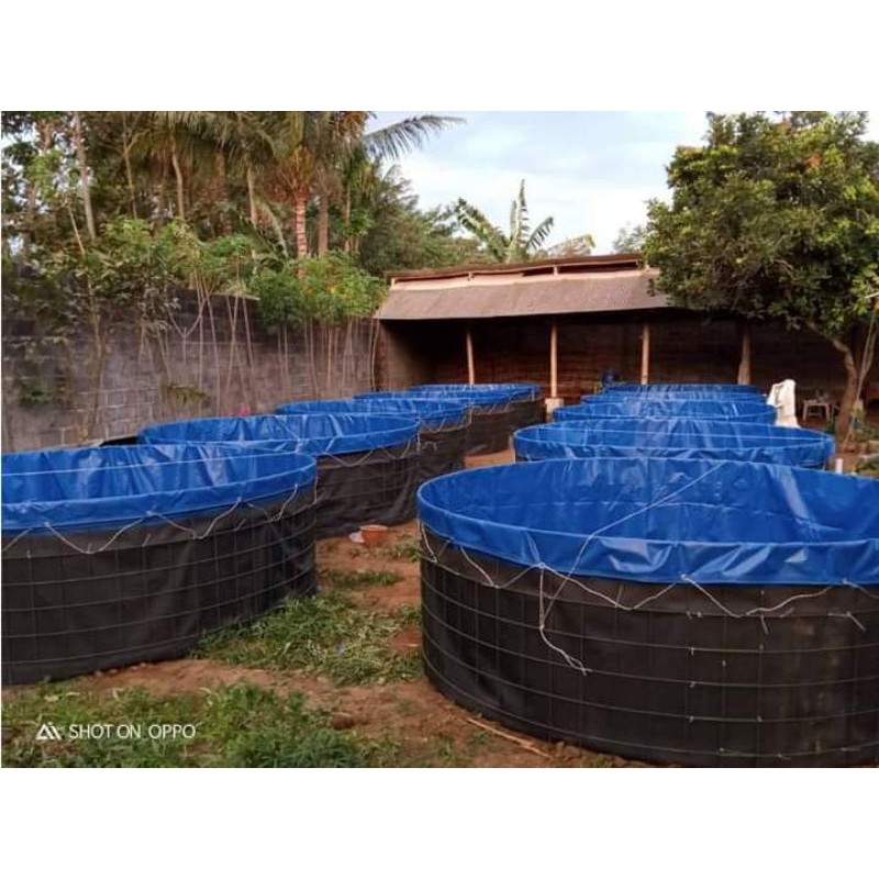 terpal kolam bundar diameter 3 tinggi 1.2 bahan pvc semikaret