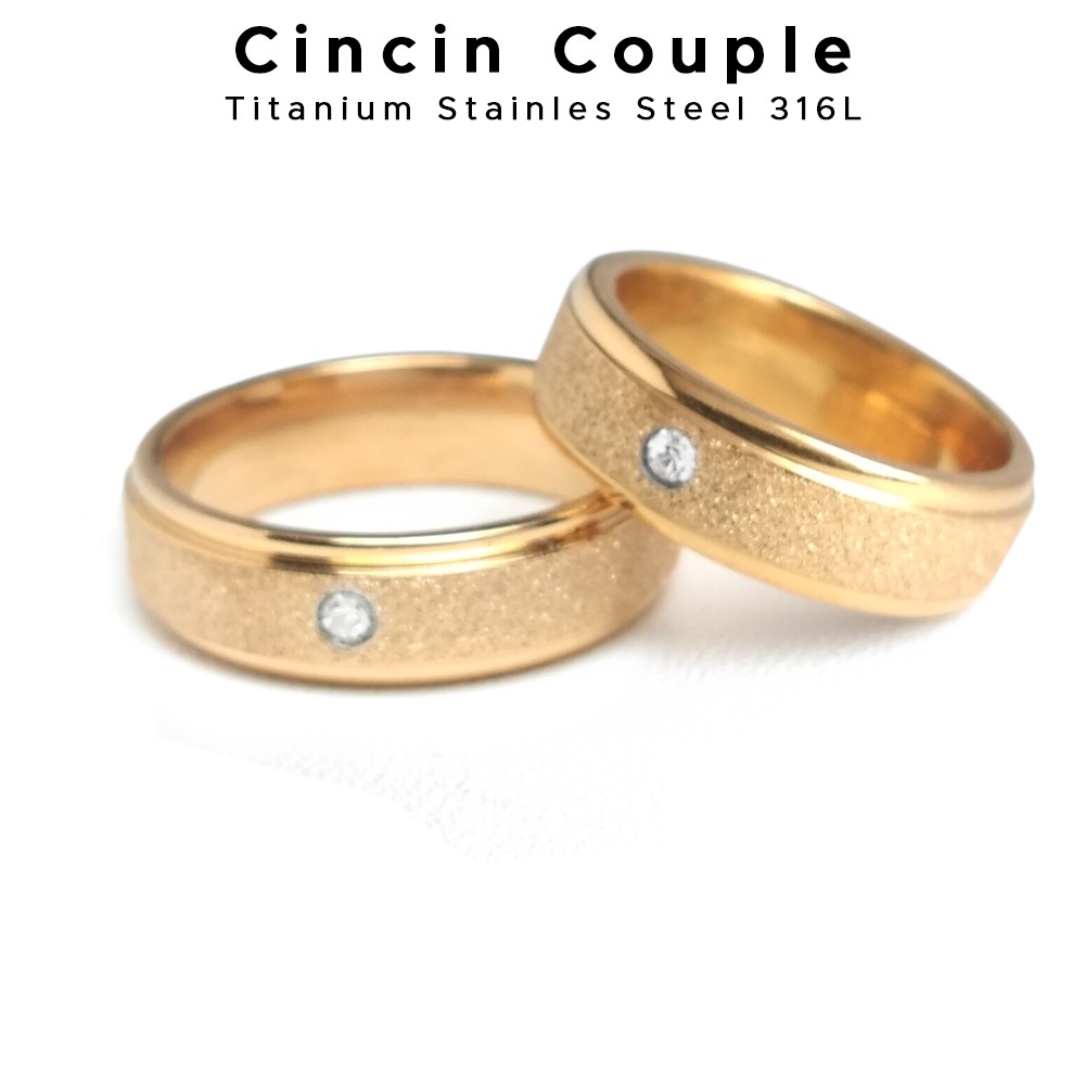 CINCIN TITANIUM PASIR WARNA EMAS MATA DAN SILVER ( HARGA SATUAN YA KK)