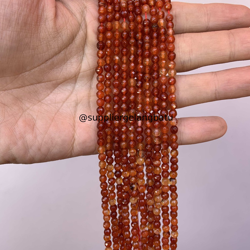 Batu Carnelian Orange 4mm CUTTING natural oren bahan premium alam