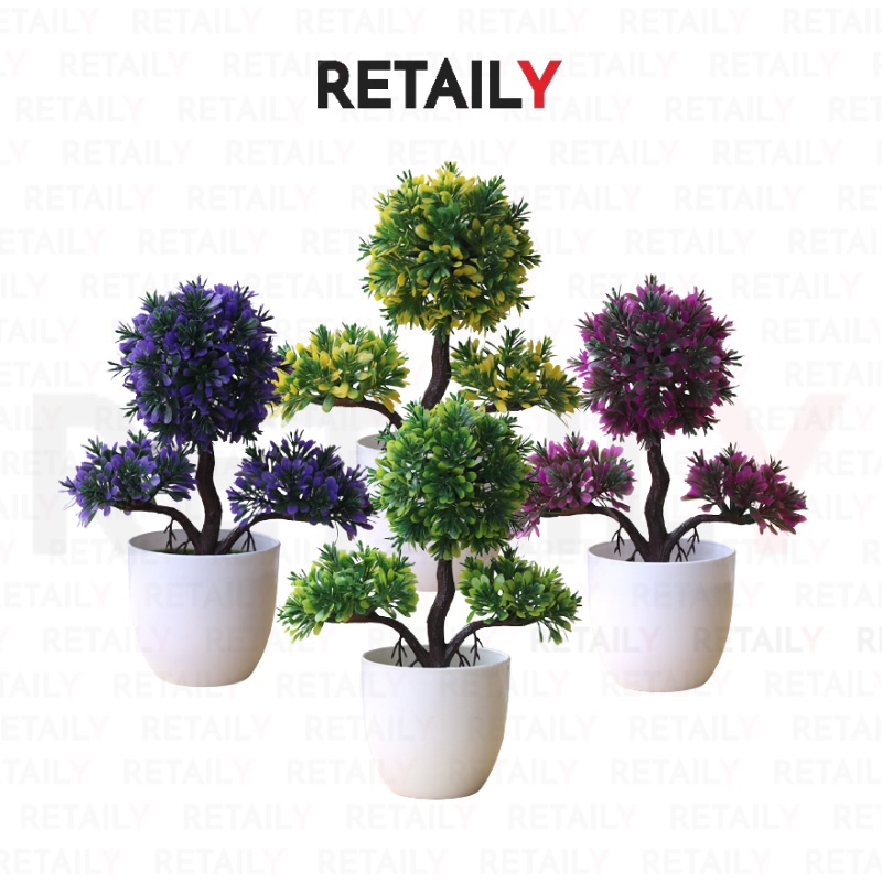 Retaily PT30 Pot Tanaman Hias Bunga Hias Plastik Ornamen Pot Bongsai Artificial Flower Decoration