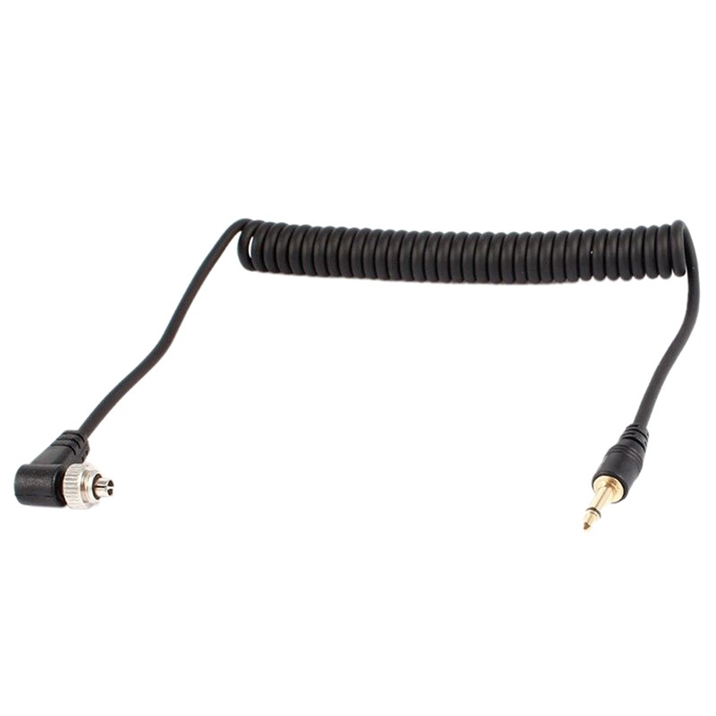 (Ele) Kabel Sync Flash Pc 3.5mm Ke Male Warna Putih Dengan Kunci Sekrup Untuk Trigger Studio