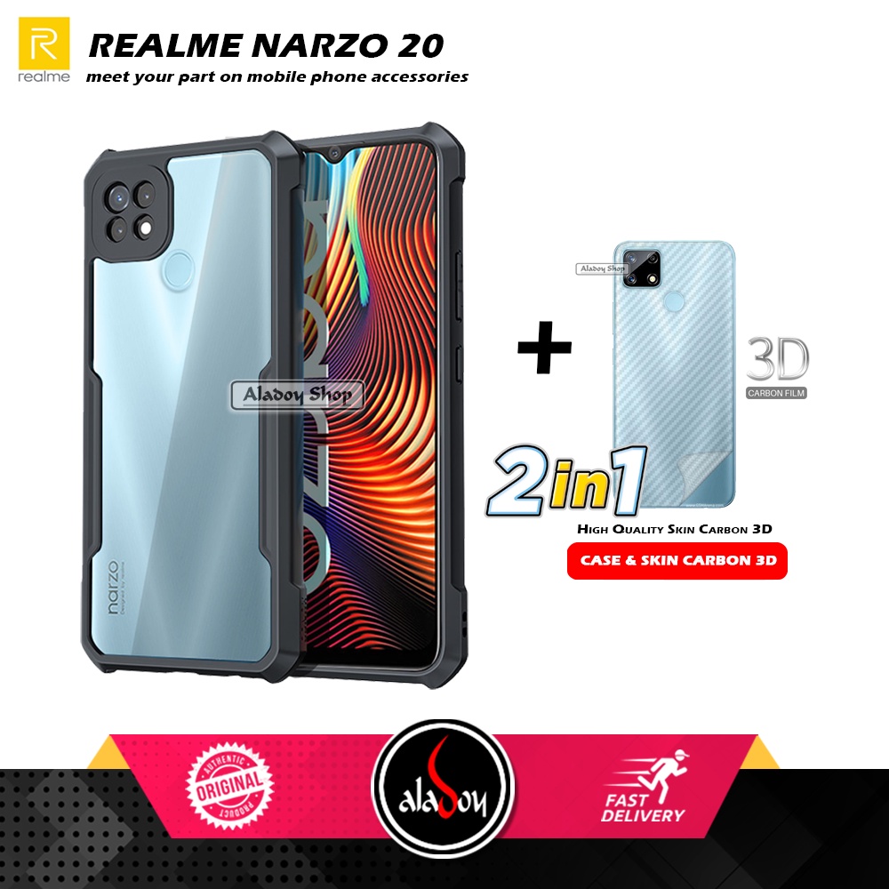 Case REALME NARZO 20 Armor Fusion Transparent Casing Free Skin Carbon 3D