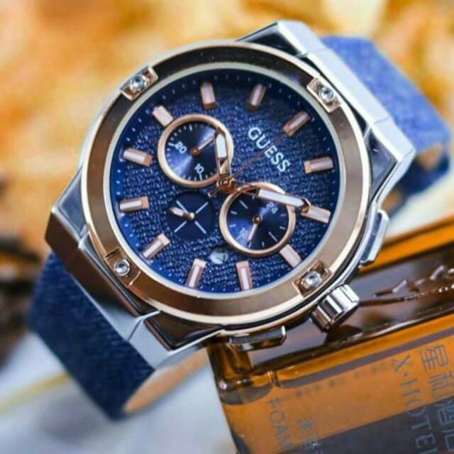 JAM TANGAN PRIA/COWOK GUESS CHRONO AKTIF KW SUPER TALI KANFAS TERBARU ELEGANT HARGA BERSAHABAT...