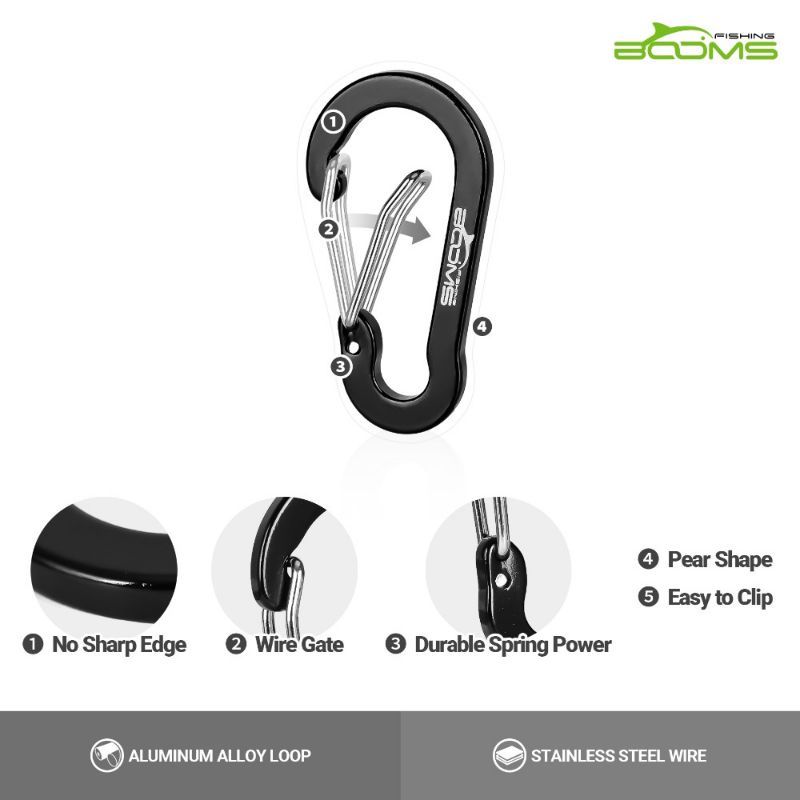 Gantungan Kunci Carabiner Aluminium Alloy Snap Clip Lock 6 PCS - Black