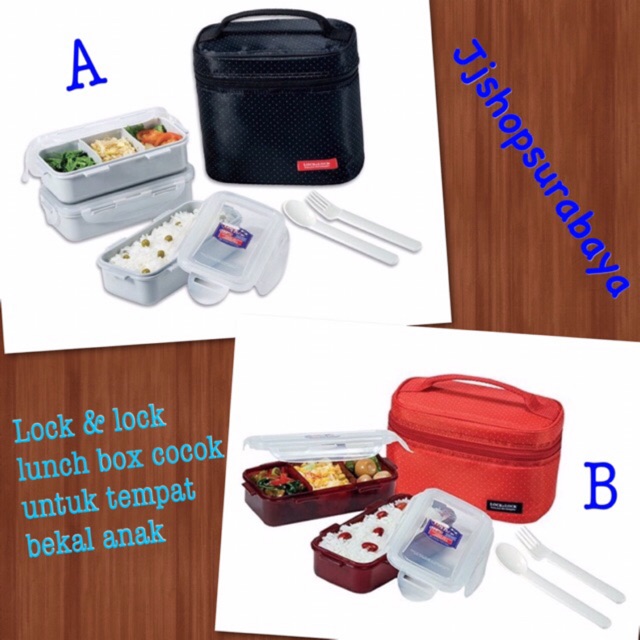 Lock and lock lunch box set - wadah bekal makan siang cocok untuk tempat bekal anak tk/ sd