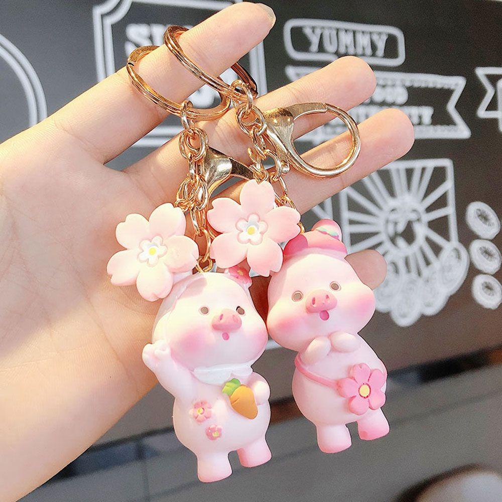 Lily Keyring Backpack Pink Piggy Liontin Lucu