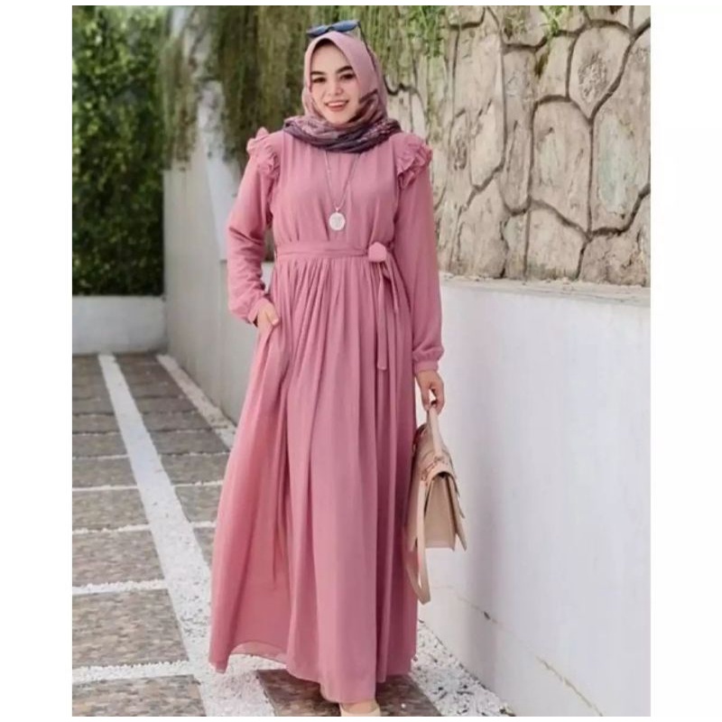 GAMIS RUFFLE POLOS TERBARU /GAMIS BUSUI TALI SAMPING KEKINIAN 2022