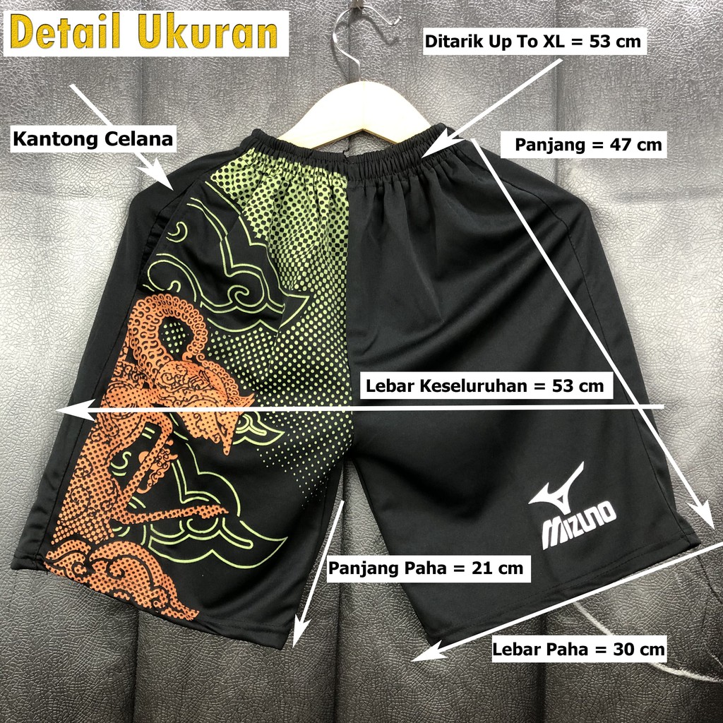 celana pendek kolor wayang saku kanan motif olahraga joging basket bola voli anak dewasa termurah te