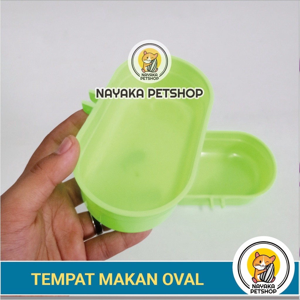 Wadah Pakan Hamster Oval Piring Pakan Kucing Makan Makanan Kelinci Tempat Air Minum Musang Cepuk Burung Kenari Lovebird