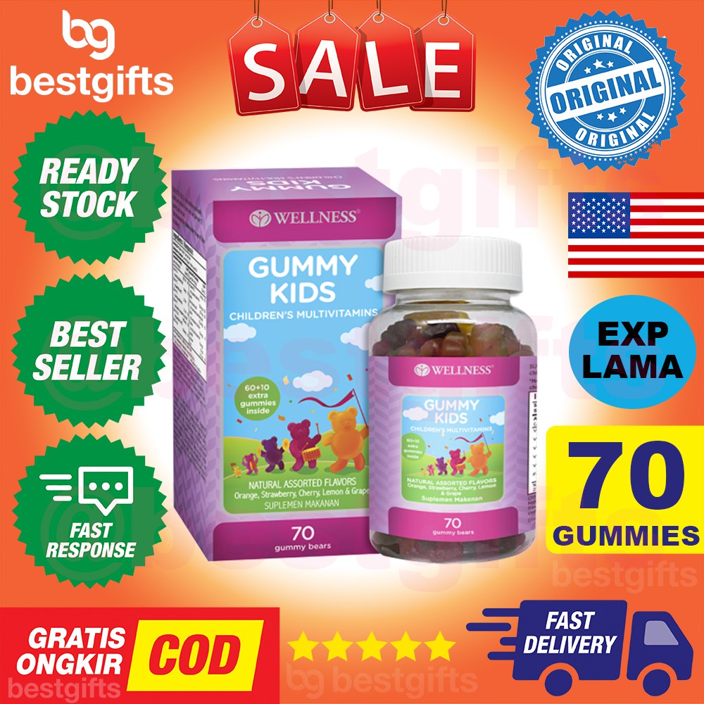 WELLNESS GUMMY KIDS SUPLEMEN VITAMIN ANAK MULTI VITAMIN CHILDREN DAYA TAHAN TUBUH TULANG 70 GUMMIES