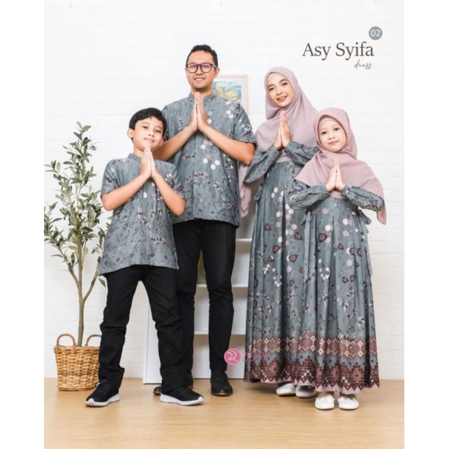 SARIMBIT ASY SYIFA 02 BY ZIZARA |Sarimbit Lebaran| |Gamis Abu-abu| |Kemko Abu-abu|