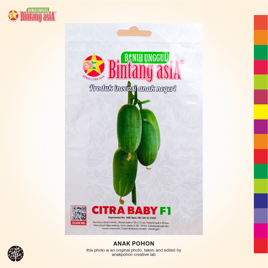 (1 PACK) Benih Mentimun Lalab CITRA BABY F1 Hibrida Timun Lalapan Seeds - BINTANG ASIA - 2,5 GRAM