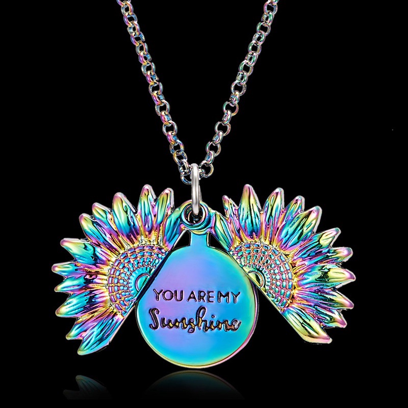 You are my sunshine Sunflower Open Locket Pendant Chain Necklace Christmas Gift