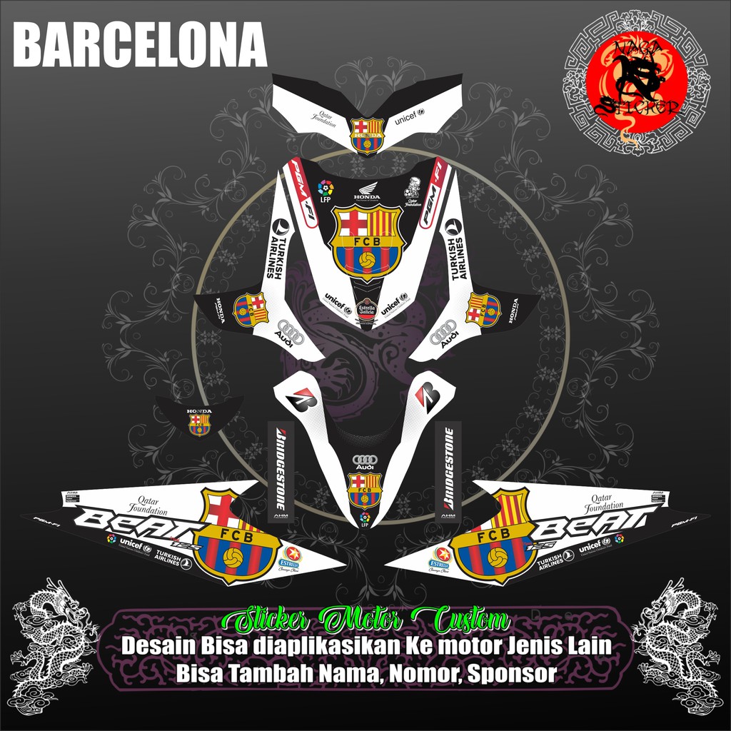 DECAL STICKER HONDA BEAT KARBU BARCELONA PUTIH