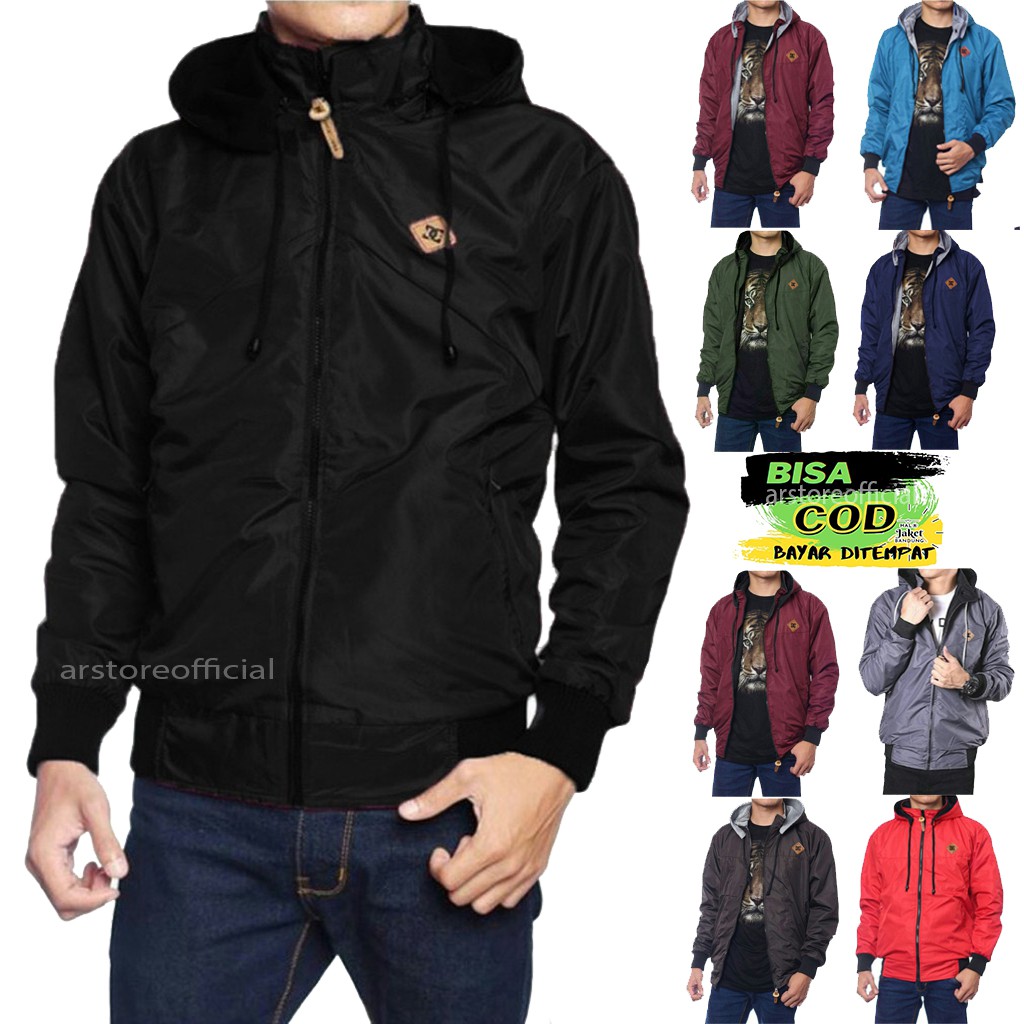 JAKET BOLAK BALIK PRIA BB 2in1 PARASUT ANTI AIR FLEECE SIZE M L XL