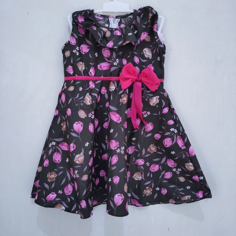 Dress anak 2 3 tahun singket motif bunga tulip singlet