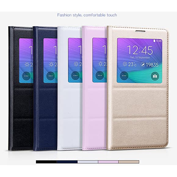 Samsung S-View Flip Cover For Galaxy Note 4 With Ic Auto-Lock Oem - Merah Muda Best Quality