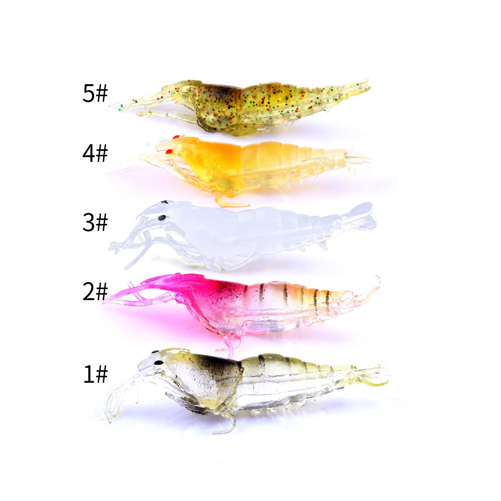 HENGJIA 5pcs/bag Mini Soft Fishing Lure NO hook smell Luminous Shrimps Fish Bait 4.8cm/1g