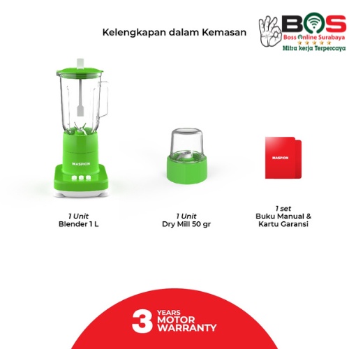 Maspion Blender Kaca MT-1272 GL Kapasitas 1L MT 1272 GL Blender Maspion