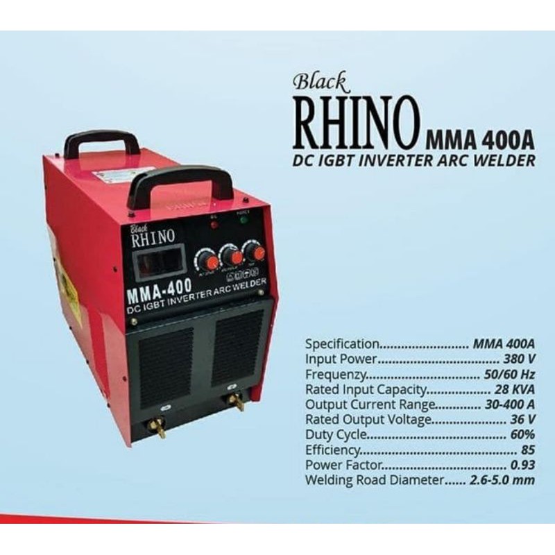 RHINO mesin las inverter -MMA 400 Travo las 3 phase
