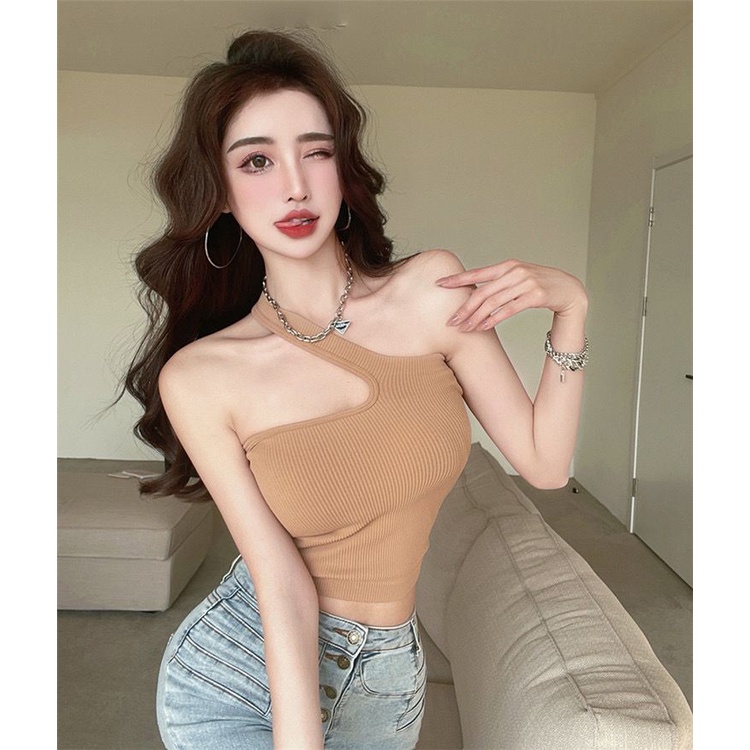 Victoria Tanktop Kamisol Korean Wanita Crop Tanktop One Shoulder 1090
