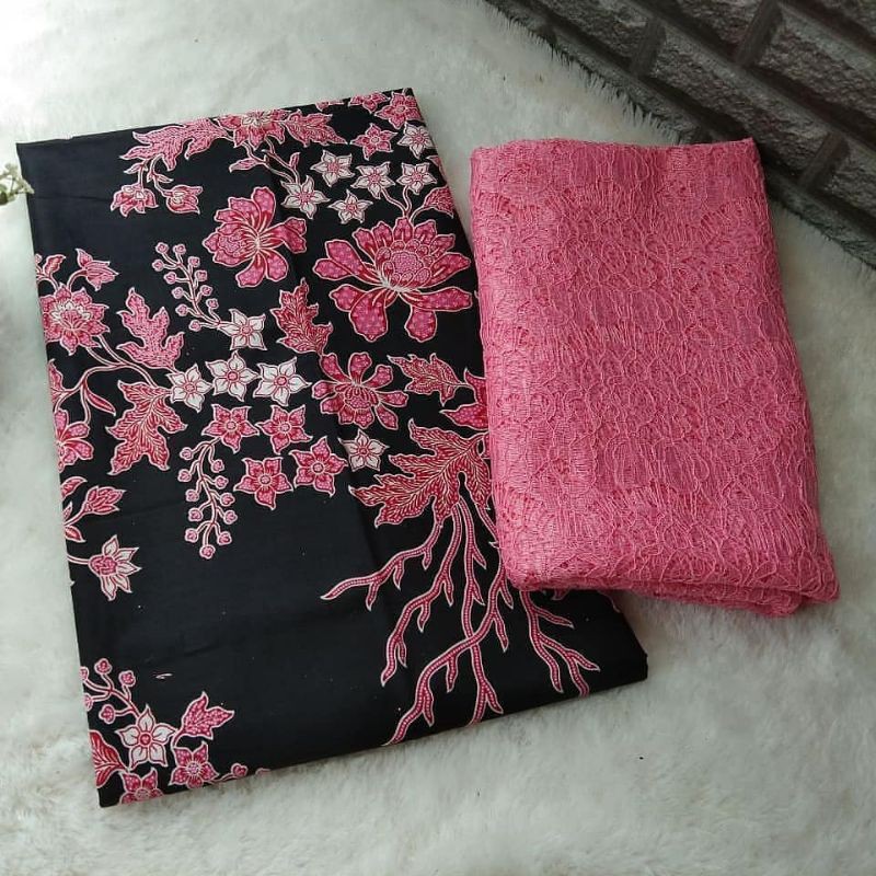KAIN BATIK FASHION SAKURA PINK SET BRUKAT