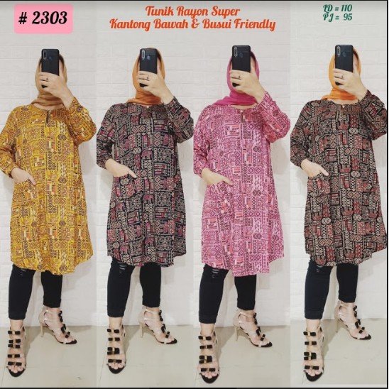 Tunik Wanita atasan panjang rayon dress 2303 MELROSE GROSIR