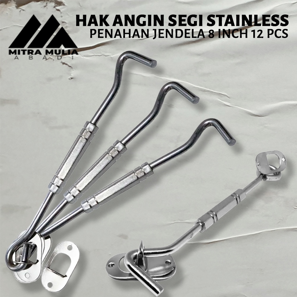 Hak Angin Silver  12pcs Lamskar Stainless  Cantolan Pengait Jendela 1 Lusin