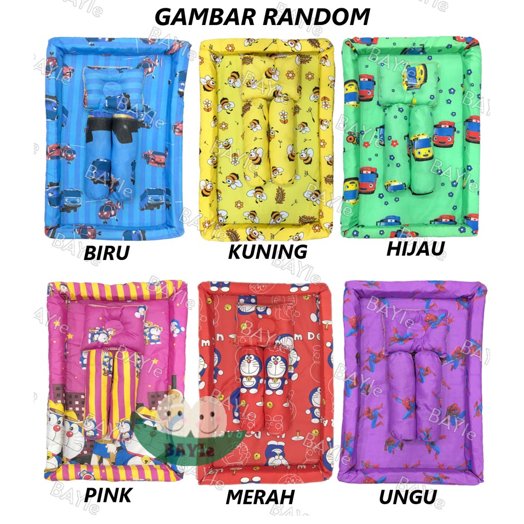 BAYIe - Kasur Bayi model KOLAM 3in1 (kasur, bantal dan Guling) Motif RANDOM/Tempat Tidur Bayi MURAH