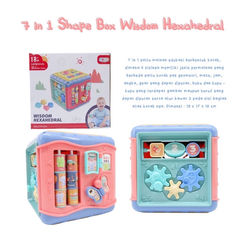 Mainan Bayi Kubus Edukasi / MAINAN EDUKASI ANAK 7IN1 (WISDOM HEXAHEDRAL/ FREE BUBBLEWRAP)