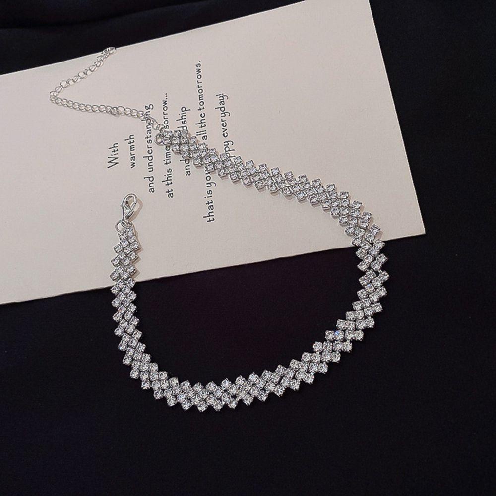 Lily Baris Kalung Berlian Minimalis Perhiasan Perak Berlian Imitasi Choker