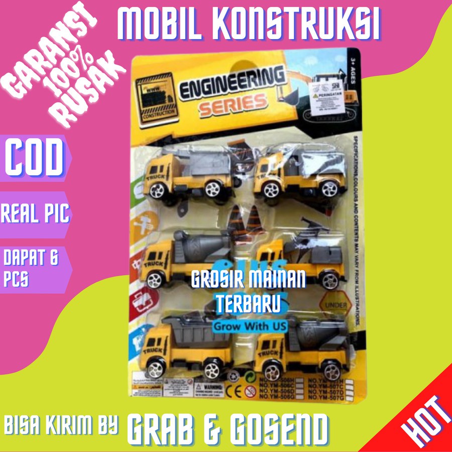 Mainan Mobil Mobilan Truk Mini Kontruksi Anak Bisa Dinaiki 6pcs Murah