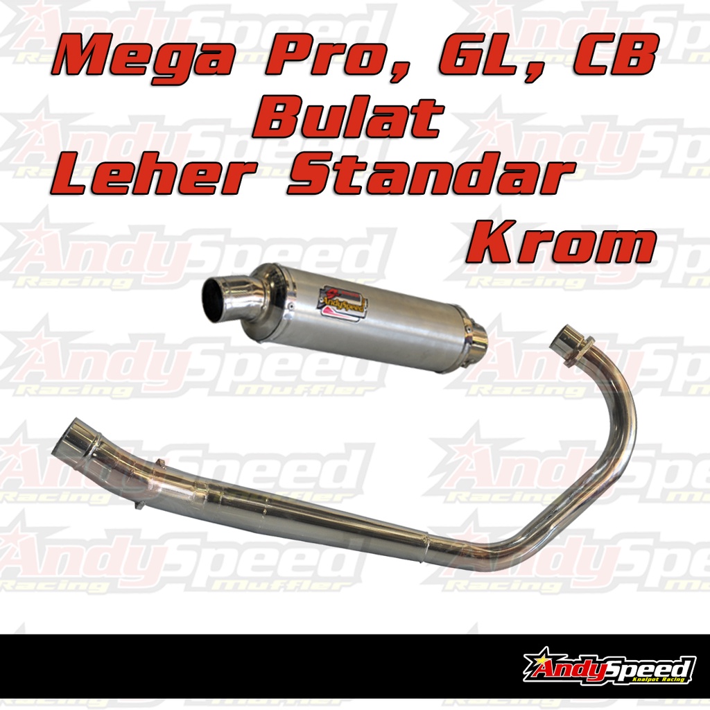 BONUS KAOS Knalpot MEGAPRO GL CB LEHER STANDAR KROM SILINCER BULAT merk andy speed