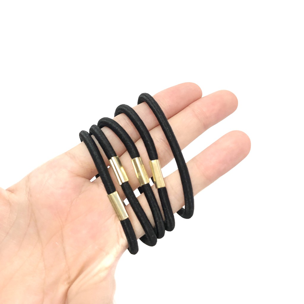 Black Set Kuncir Rambut (5pcs) - Ikat / Karet Handuk Made in Korea-3