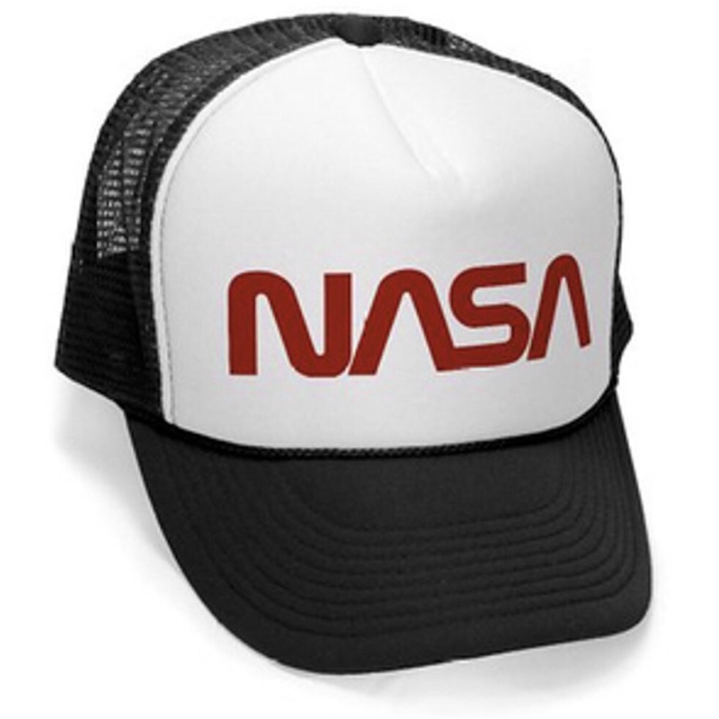 Topi Trucker NASA Sablon Merah - HITAM PUTIH