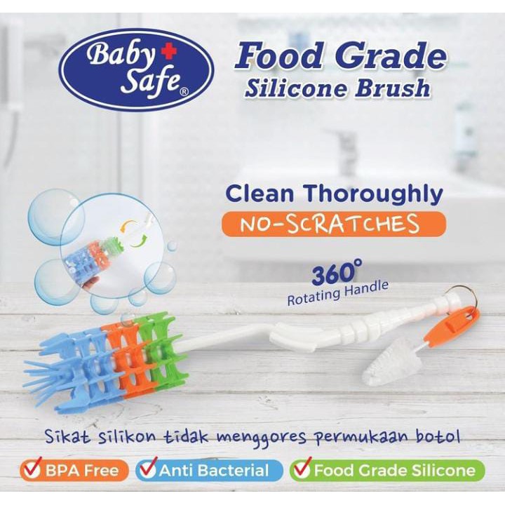 Baby Safe- Silicone Brush Sikat Botol Susu Bayi SIlicon Anti Gores