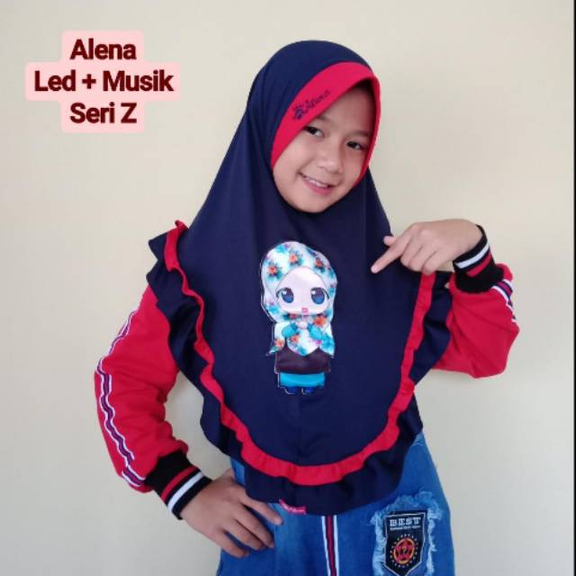 Grosir jilbab anak kids lol LED musik seri z by alena