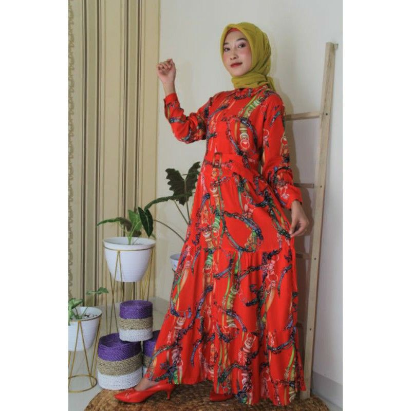 DRESS/LONG OUTER MOTIF HERMES  Bahan Viscose Nyaman Adem Premium