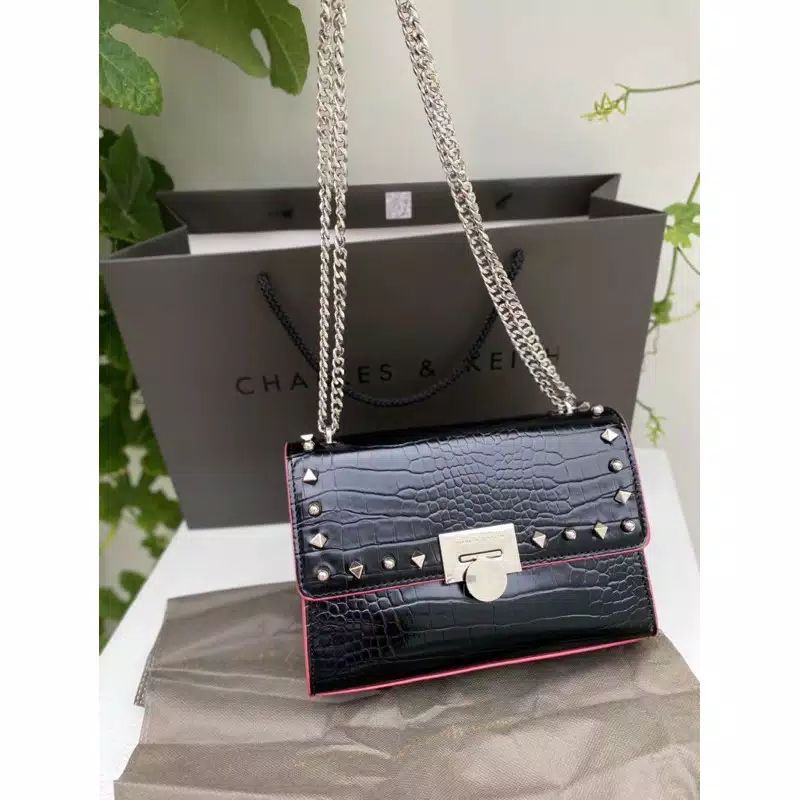 CK165 STUDED CROCO BAG