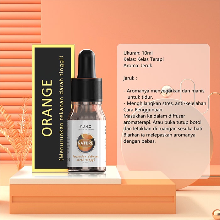 YUHO Diffuser humidifier mobil portable essential oil reed hampers safe care aromatheraphy pembersih udara Pelembab minyak esensial aromaterapi parfum pengharum uap ruangan air purifier penyejuk infuser minimisk-Y-Orange